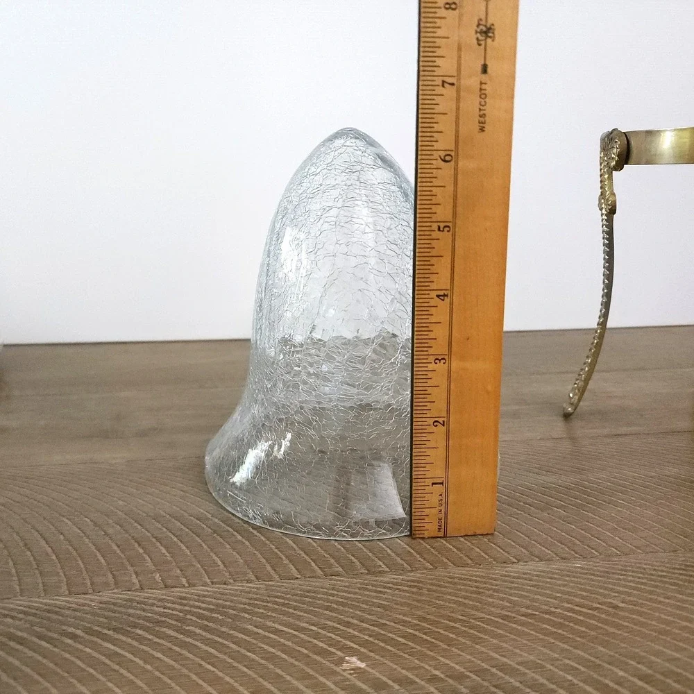 Vintage Crackled Glass‎ Bowl with Decorative Brass Stand